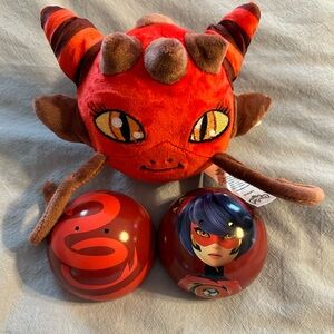 Miraculous Miraball Ryuko Ornament with Longg Kwami Plush